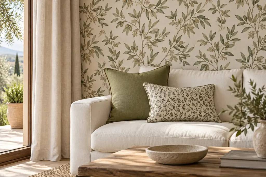 Cómo combinar papel pintado, cortinas y cojines sin recargar la habitación